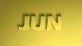 JUN for JUNE yellow write passing over yellow background - 3D rendering video clip animation