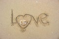 Write love wrote on the sand.