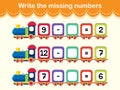 Write the missing numbers train concept Royalty Free Stock Photo
