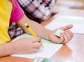 Write off exam in school Royalty Free Stock Photo