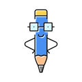 write pen character color icon vector illustration