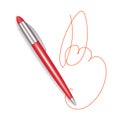 Write Red Plastic Pen Sign. Vector