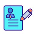 write a resume icon vector. Isolated contour symbol illustration