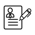 Write a resume icon vector. Isolated contour symbol illustration