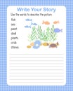 Write a story the English language grammar elementary level for kids, learning concept vector illustration