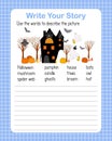 Write a story the English language grammar elementary level for kids, learning concept vector illustration, educational worksheet