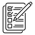 Write task icon outline vector. Work project