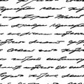 Write text. Old handwritten seamless pattern. Vintage scrawl background. Abstract script. Document. Write handwritten letter. Hand