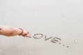 Write the word love letters on the sand Royalty Free Stock Photo