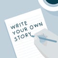 Write your own story illustration isolated