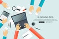 Write your story business banner for journalism and blogging. Flat vector