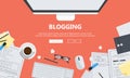 Write your story business banner for journalism and blogging. Flat vector