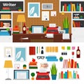 Writer cabinet interior with books Royalty Free Stock Photo