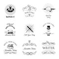 Writer vintage labeles and badges set. Vector illustration