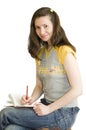 A writer girl with note pad Royalty Free Stock Photo