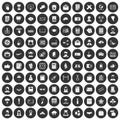 100 writer icons set black circle Royalty Free Stock Photo