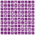 100 writer icons set grunge purple Royalty Free Stock Photo