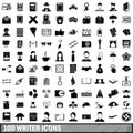 100 writer icons set, simple style Royalty Free Stock Photo