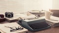 Writer and journalist vintage desktop with typewriter