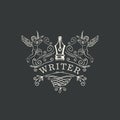 Writer logo or icon with nib and angels