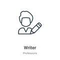 Writer outline vector icon. Thin line black writer icon, flat vector simple element illustration from editable professions concept