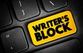 Writer\'s block - condition in which an author is unable to produce new work or experiences a creative slowdown, text concept