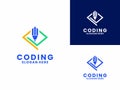 Writer\'s Coding logo design vector. Modern code logo design template