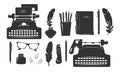 Writer supplies stationery icons set Royalty Free Stock Photo