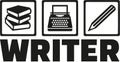 Writer tools - book, typewriter, pen