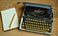 Writers block, Old typewriter with a notebook and a pen Royalty Free Stock Photo