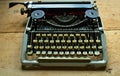 Writers block, Old typewriter on a antic wooden table Royalty Free Stock Photo