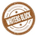 WRITERS BLOCK text on brown round grungy stamp