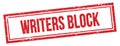 WRITERS BLOCK text on red grungy vintage stamp