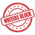 WRITERS BLOCK text on red grungy round rubber stamp