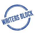 WRITERS BLOCK text written on blue grungy round stamp
