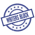 WRITERS BLOCK text written on blue vintage round stamp