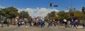 Writers Guild of America strikers cross Beverly Blvd. in Hollywood