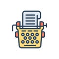 Color illustration icon for Writers, amanuensis and typewriter Royalty Free Stock Photo