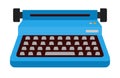 Blue typewriter vector icon flat isolated