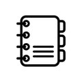 Writing book vector icon. logbook illustration symbol. notebook sign. document logo.