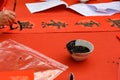 Writing Chinese new year scrolls the Chinese means good growth in career Royalty Free Stock Photo