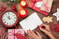 Writing christmas greeting card Royalty Free Stock Photo