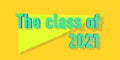 Writing-The class of 2021-in 3d style with a yellow background