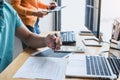 Writing codes and typing data code technology, Programmer cooperating working on web site project in a software developing on Royalty Free Stock Photo
