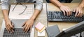 Writing codes and typing data code technology, Programmer team working on web site project in a software development on desktop Royalty Free Stock Photo