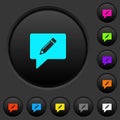 Writing comment dark push buttons with color icons Royalty Free Stock Photo