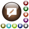 Writing comment color glass buttons Royalty Free Stock Photo