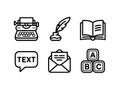 Writing Communications Set Typewriter Quill Book Mail Text Blocks Royalty Free Stock Photo