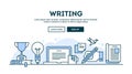 Writing, concept header, flat design thin line style