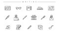 Writing concept line style vector icons set Royalty Free Stock Photo